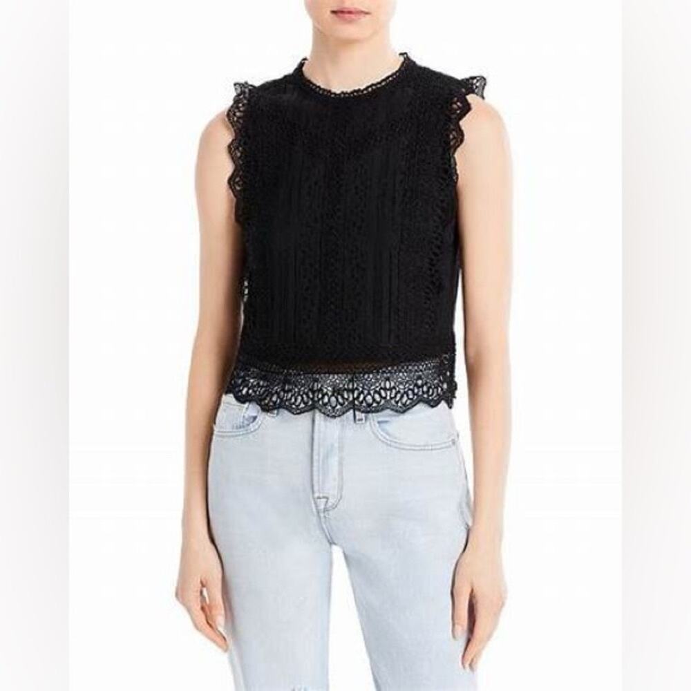 Aqua Black Lace Sleeveless Blouse Top Size XS
 b68